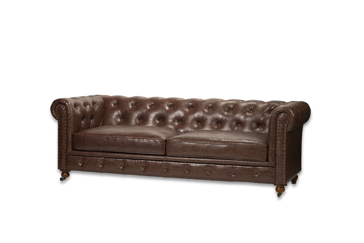 A-02 – CRAWFORD SOFA – BROWN LEATHER – Canvas Event Furniture