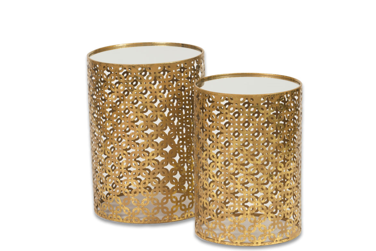 A-07 – GOLD MIRROR TOP NESTING END TABLES – Canvas Event Furniture