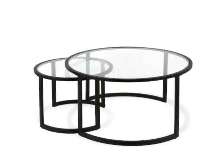 BLACK & GLASS NESTING COFFEE TABLE ??? Canvas Event Furniture